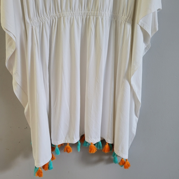 NEW Cabana Life Embroidered Pom Tassel Swim Cover Up S M - Picture 8 of 11